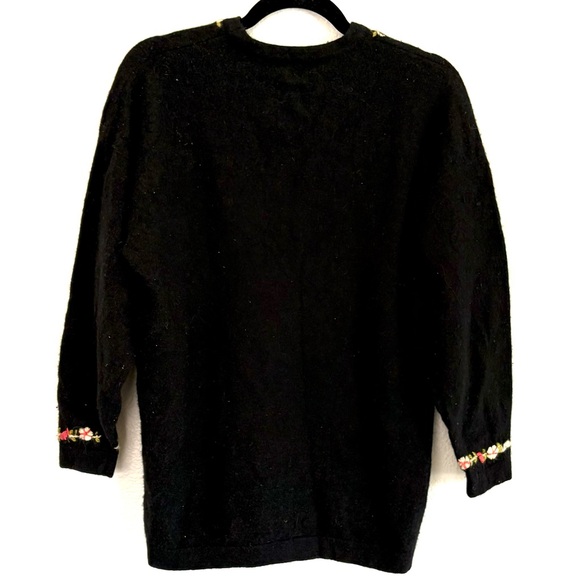 Vintage Embroidered Wool Sweater Black - Picture 3 of 7
